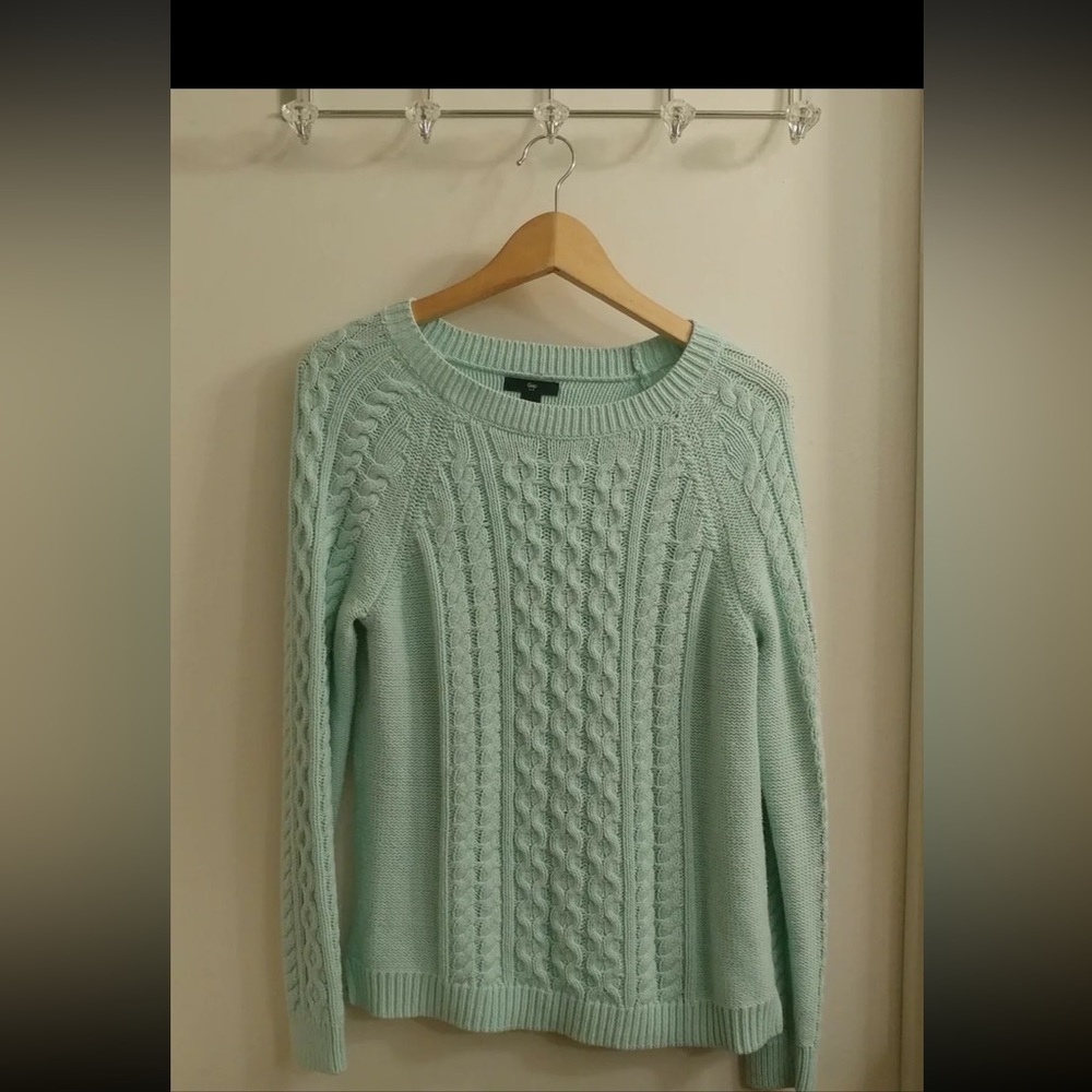 GAP Women Light Green  Crew Neck Long Sleeve Sweater Medium Excellent